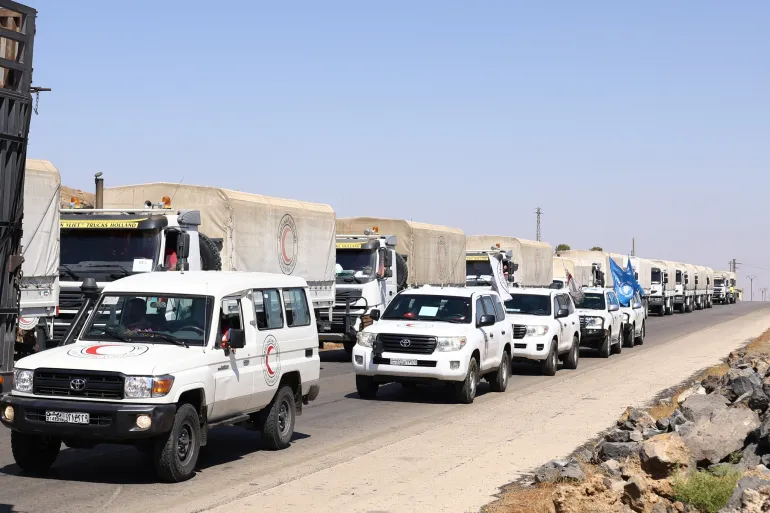 Konvoi bantuan kemanusiaan dari Bulan Sabit Merah Suriah menuju Provinsi Suwayda (Bulan Sabit Merah Suriah)