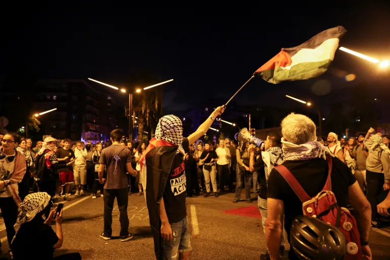 Demo Barcelona Dukung Global Sumud Flotilla